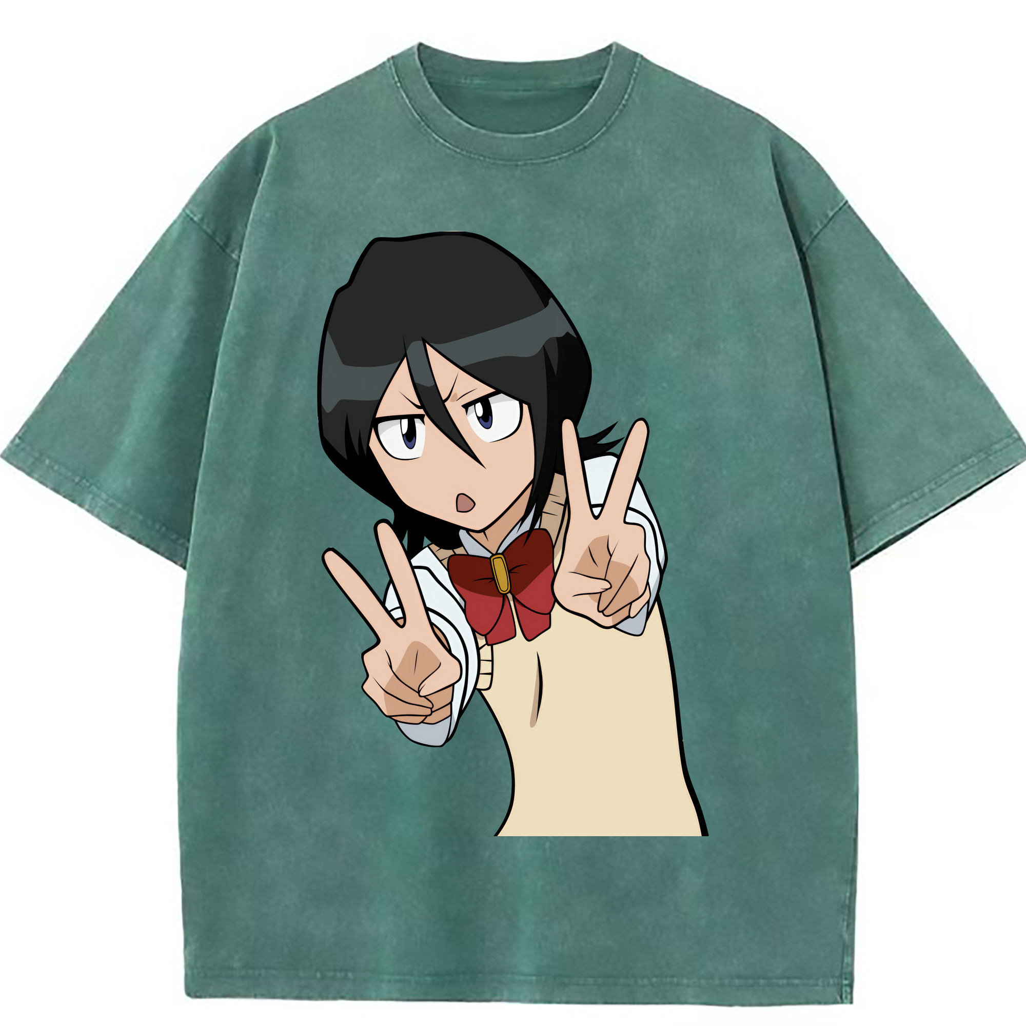 （画像用） ブリーチ 朽木ルキア BLEACH Kuchiki Rukia 綿100% ヴィンテージ風 半袖Tシャツ（フロントプリント）